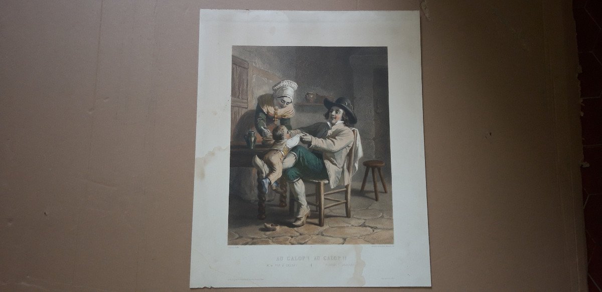 "at The Galop! At The Galop!!", Etching From The 19th Century.