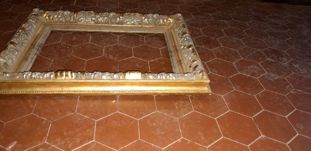 19th Century Frame, In Golden And Silver Wood.-photo-2
