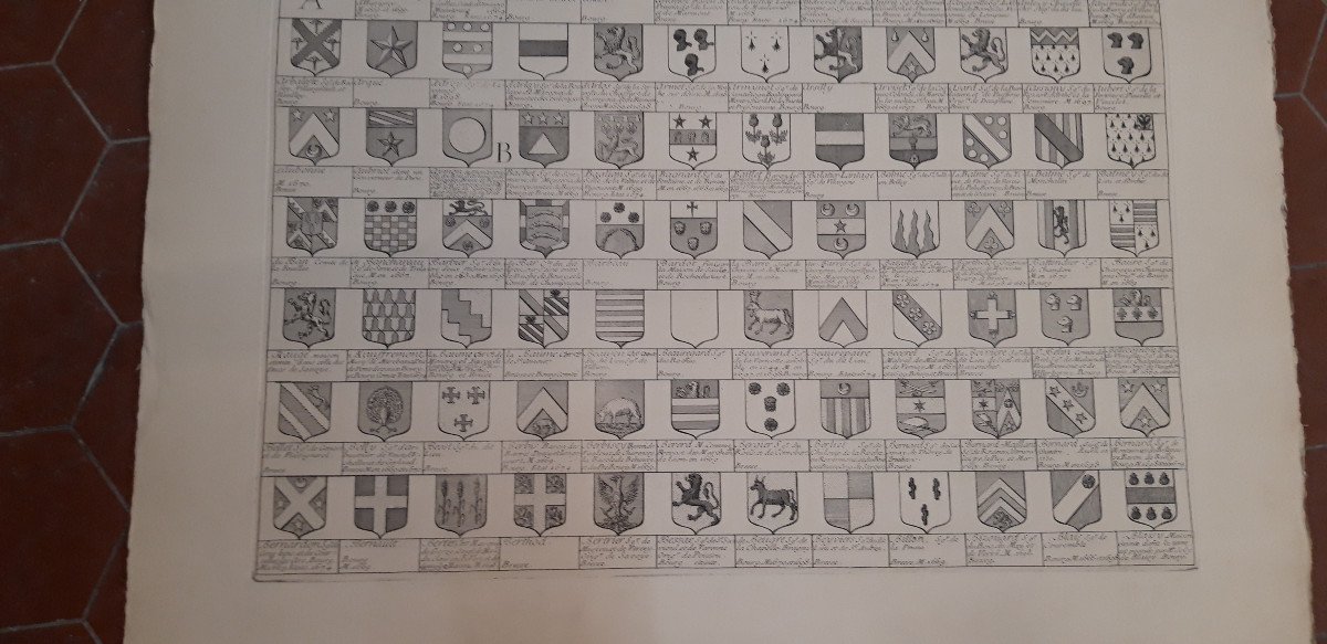 Armorial Of Burgundy And Bresse, Large Engraving Late 19th Time.-photo-2