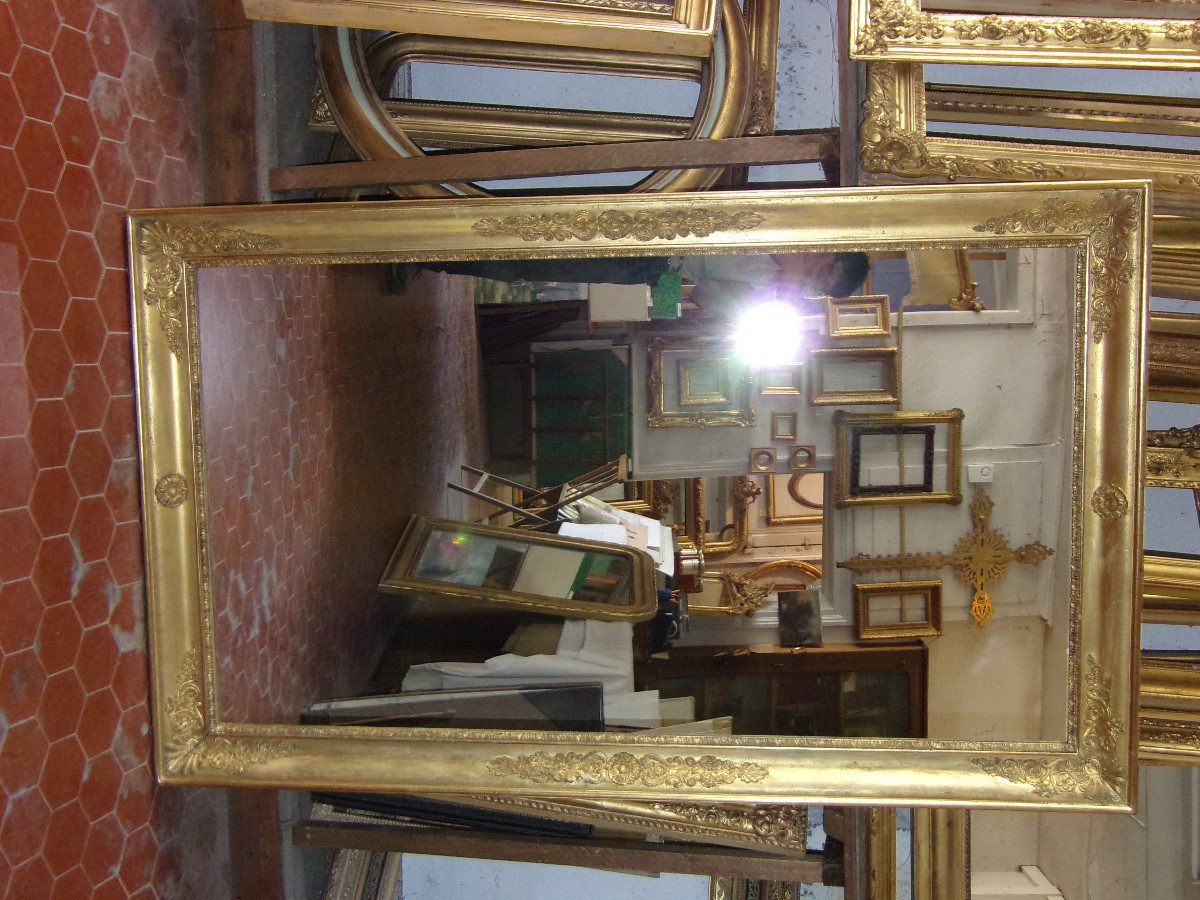 Miroir, époque 19ème, En Bois Doré.-photo-2