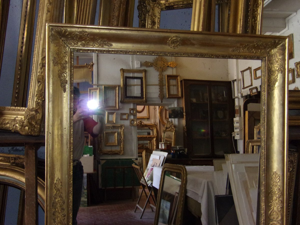 Miroir, époque 19ème, En Bois Doré.-photo-3
