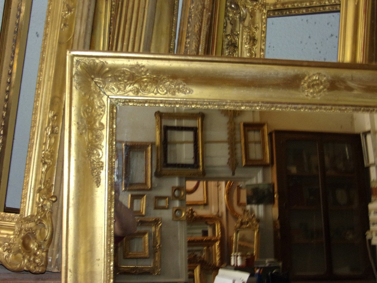 Miroir, époque 19ème, En Bois Doré.-photo-1