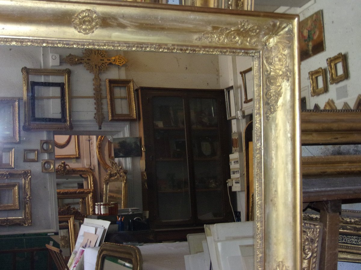 Miroir, époque 19ème, En Bois Doré.-photo-2