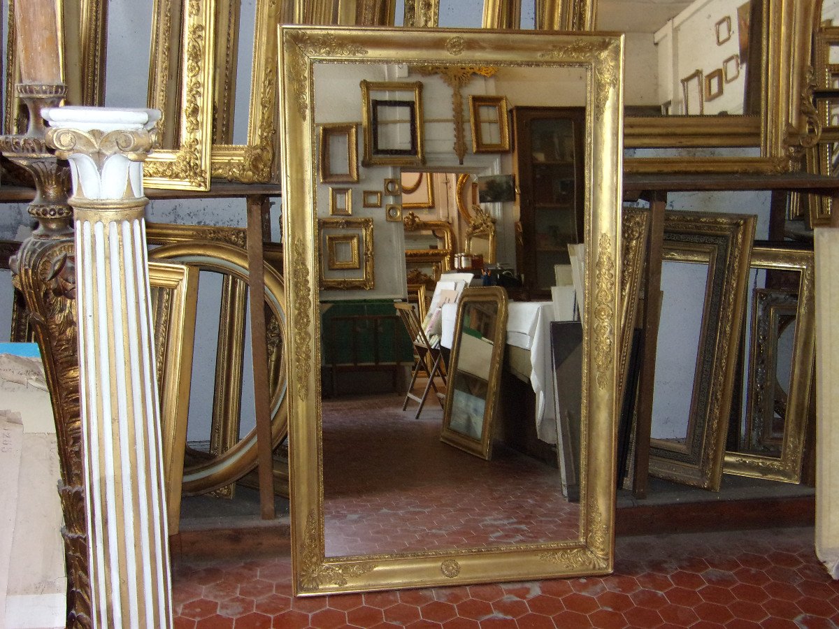 Miroir, époque 19ème, En Bois Doré.