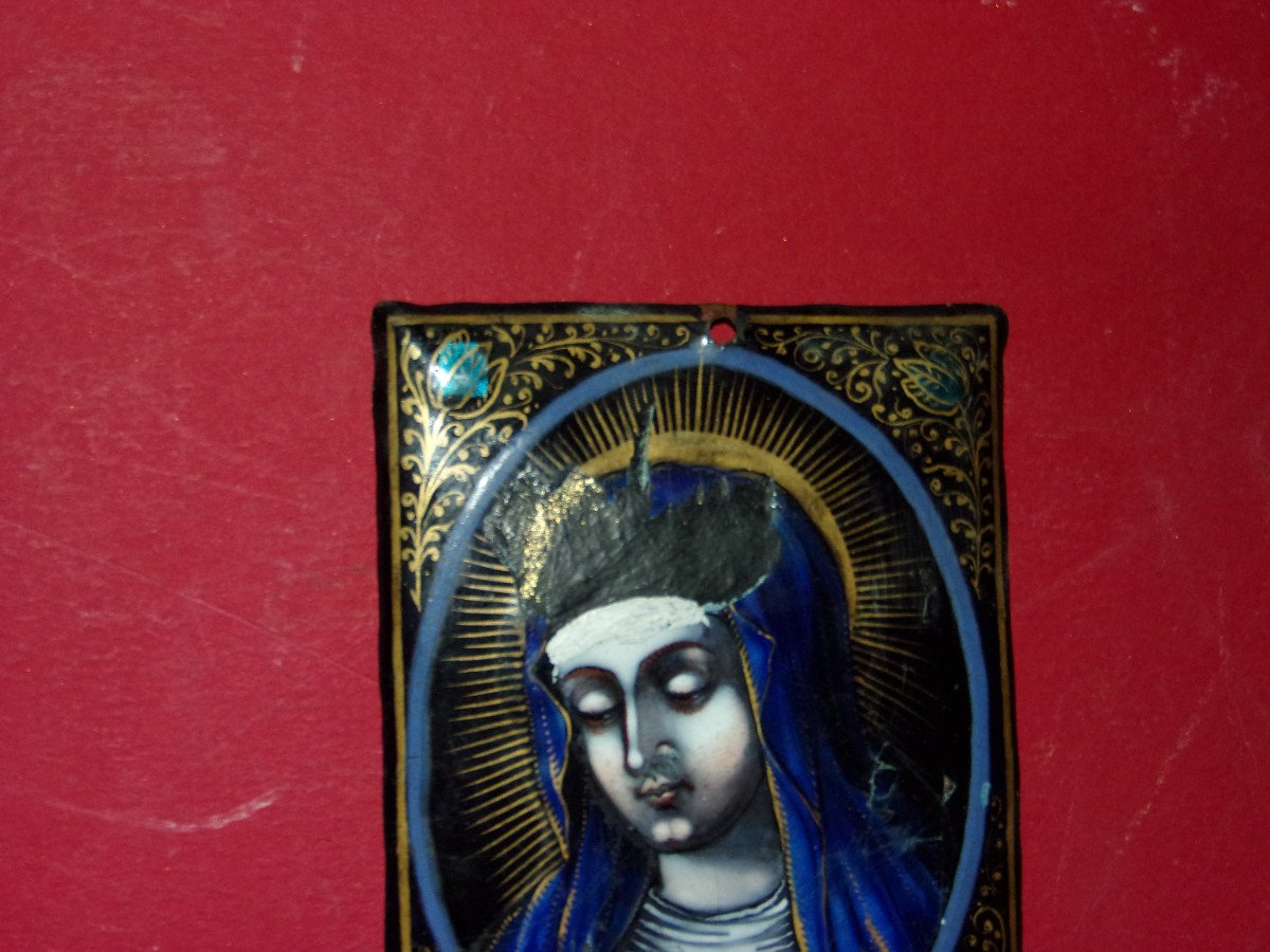 Virgin Mary, Limoges Enamel, Late 16th Time.-photo-2