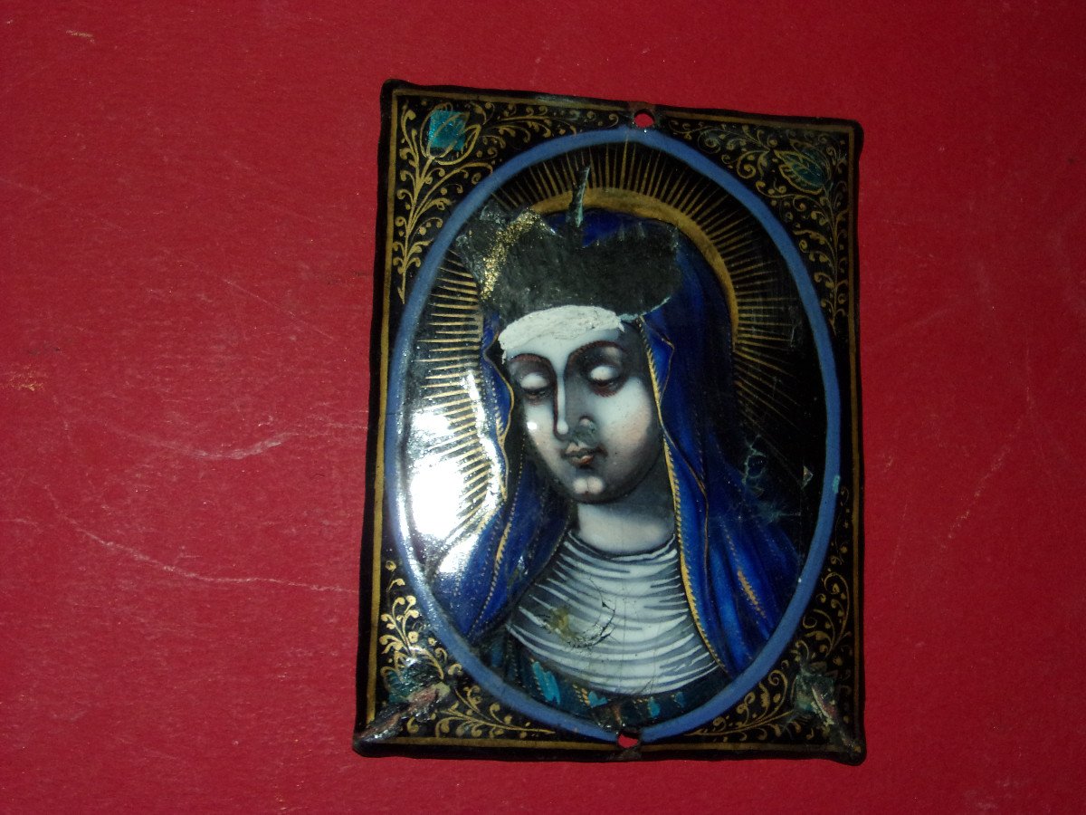 Virgin Mary, Limoges Enamel, Late 16th Time.