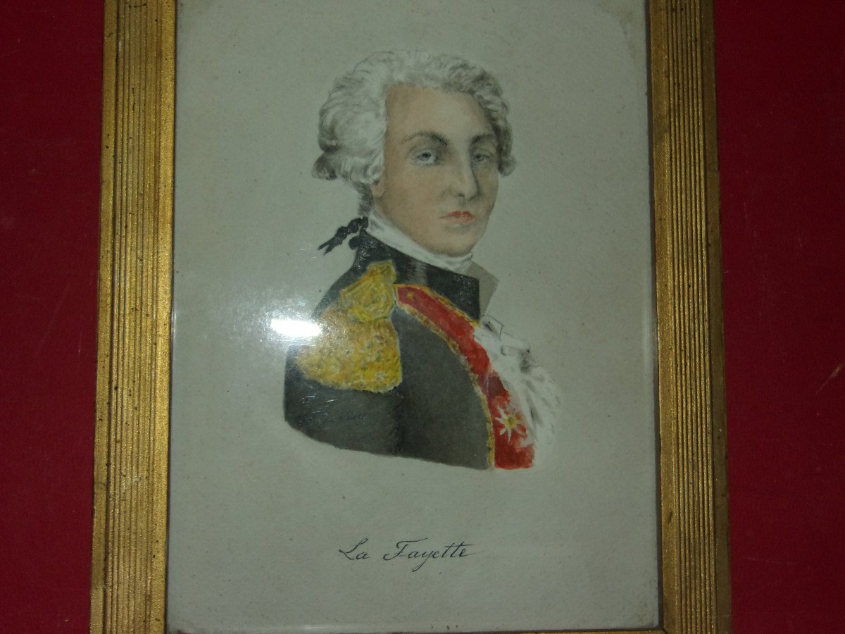 Monsieur La Fayette, Aquarelle époque 19ème.-photo-3