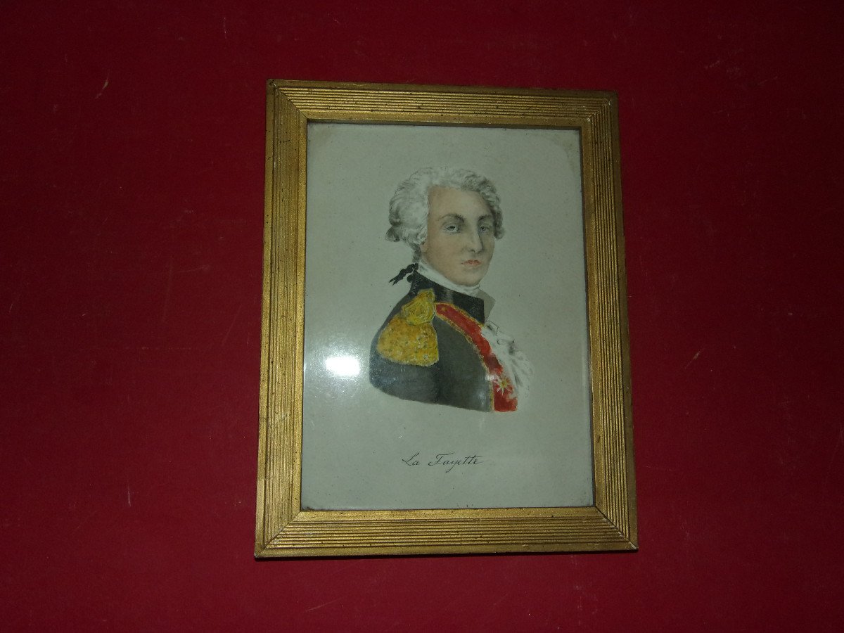 Monsieur La Fayette, Aquarelle époque 19ème.