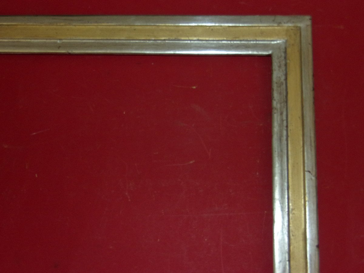 Art Deco Period Frame, 1920 In Gold And Silver Wood.-photo-3