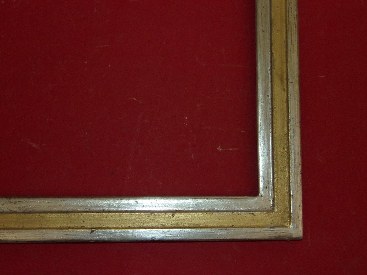 Art Deco Period Frame, 1920 In Gold And Silver Wood.-photo-4