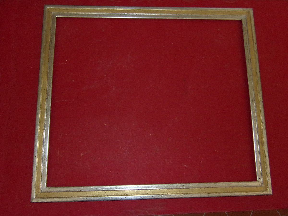 Art Deco Period Frame, 1920 In Gold And Silver Wood.