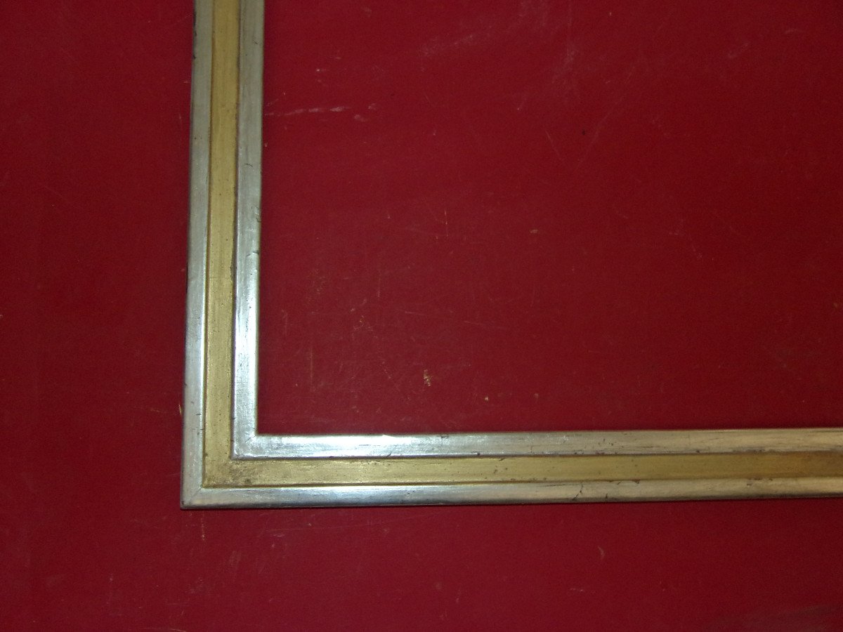 Art Deco Period Frame, 1920 In Gold And Silver Wood-photo-1