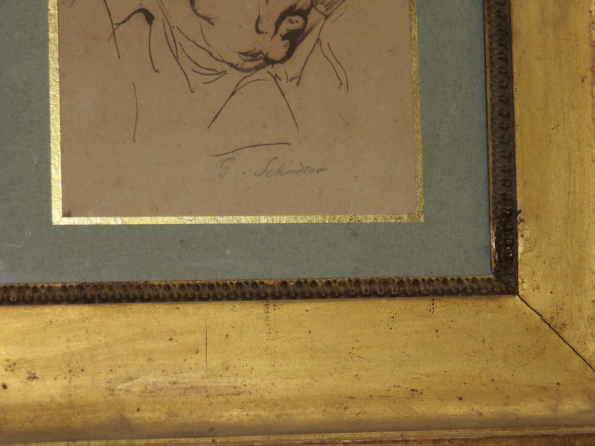Dessin à La Plume, portrait d'homme, époque 18ème.-photo-3