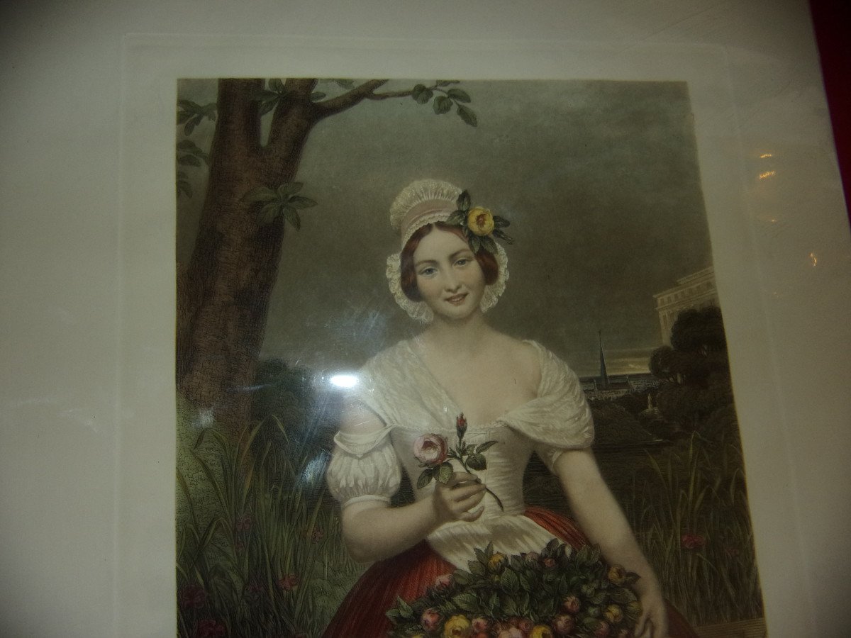 " Buy My Roses", Gravure Anglaise époque 20 ème.-photo-4