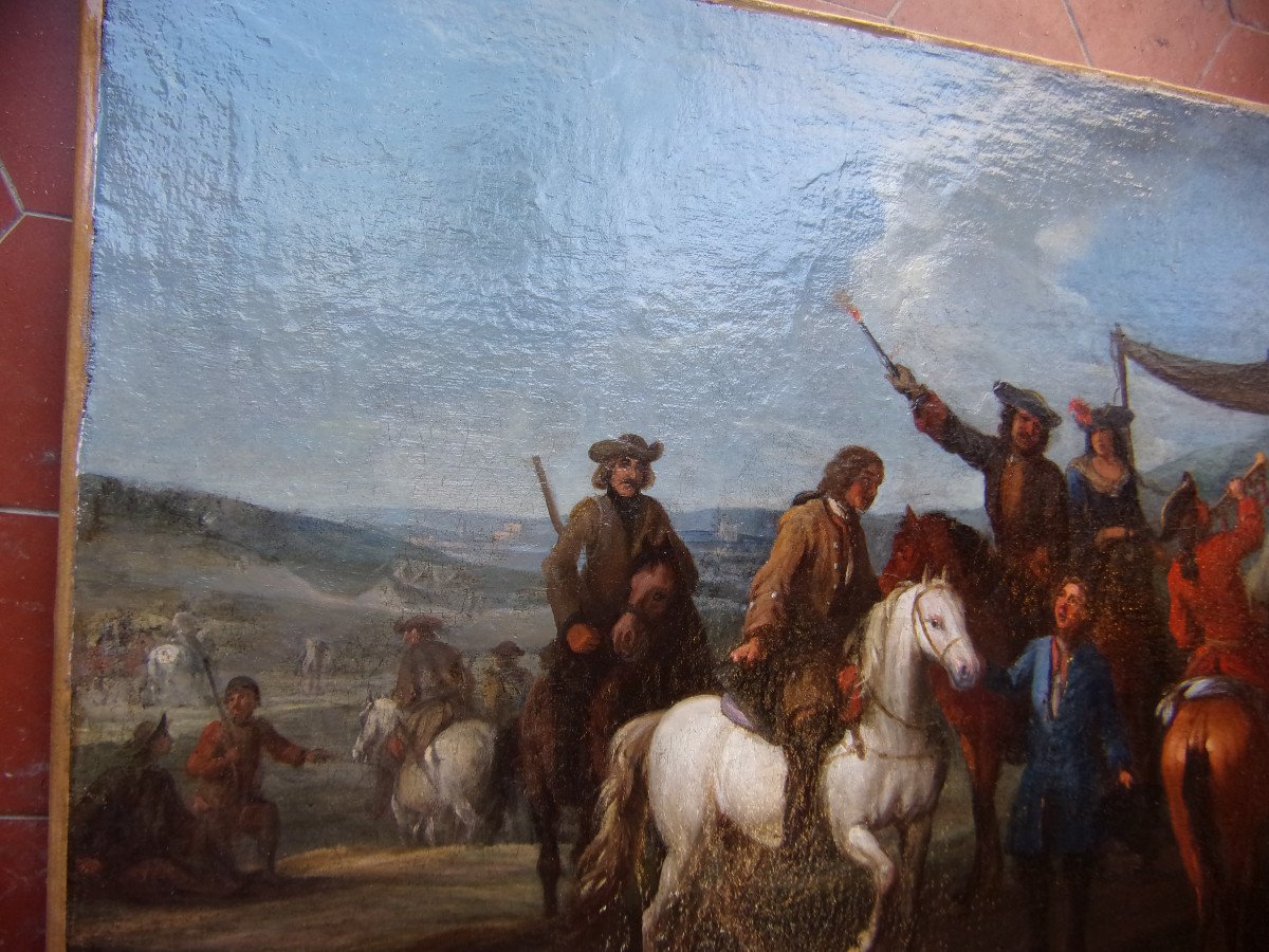 Military Camp, 17th Century Painting.-photo-2