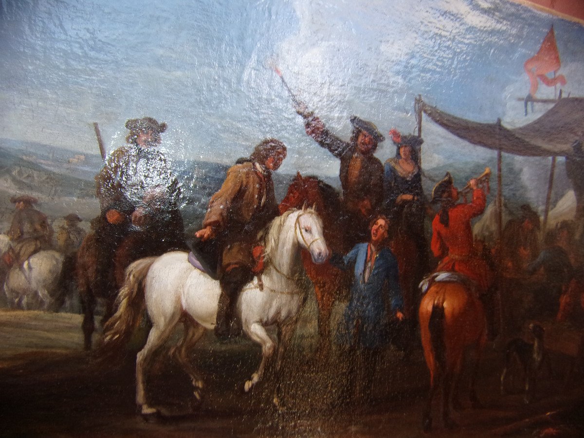 Military Camp, 17th Century Painting.-photo-4