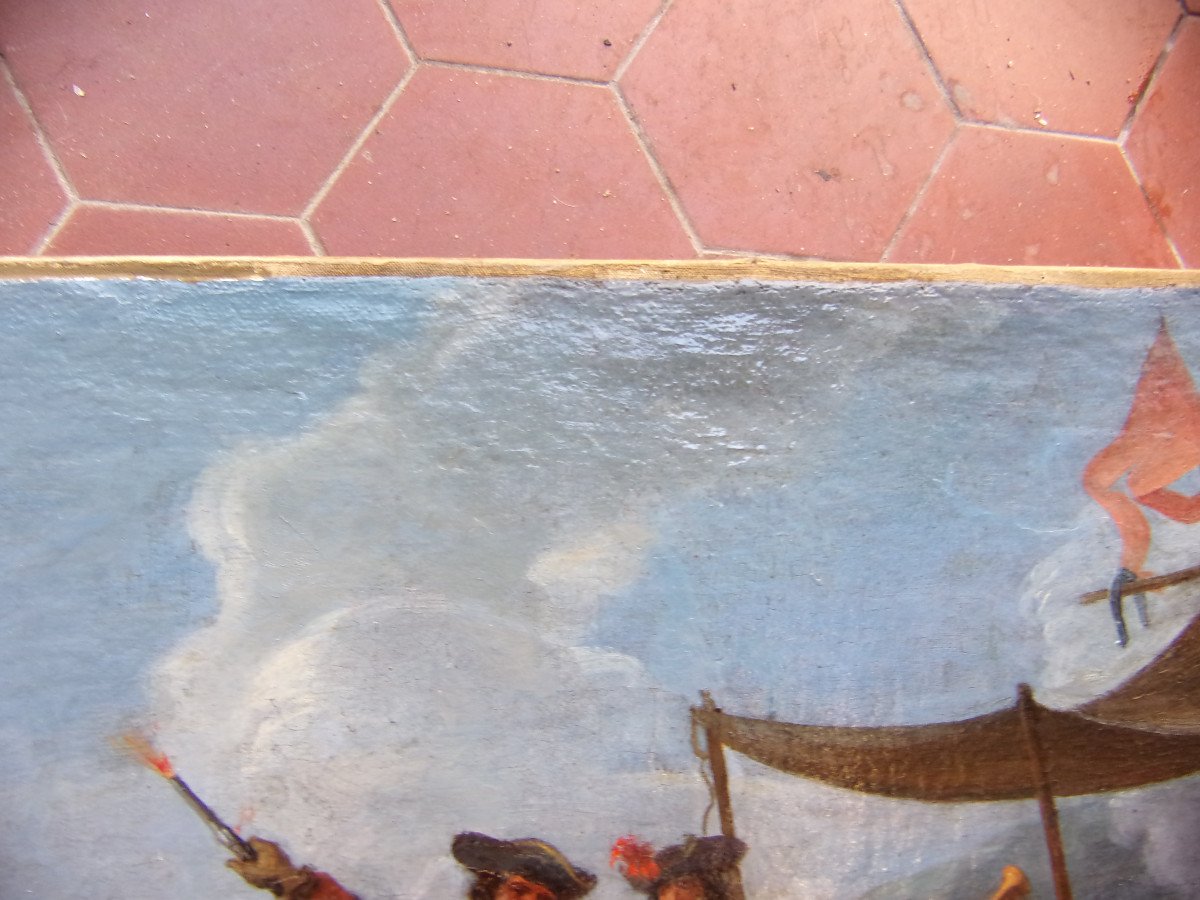 Military Camp, 17th Century Painting.-photo-3