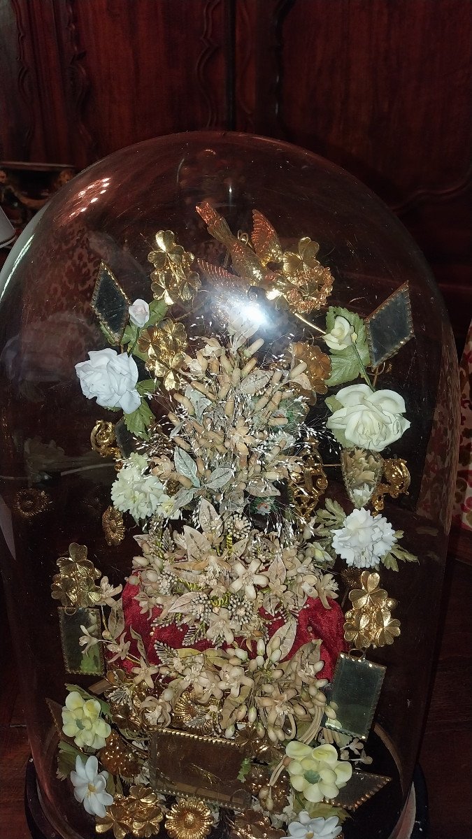 Bouquet De Mariée Sous Globe, époque 19ème.-photo-3