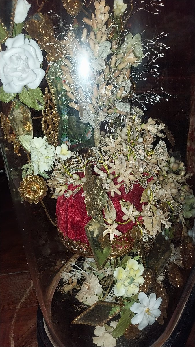Bouquet De Mariée Sous Globe, époque 19ème.-photo-1