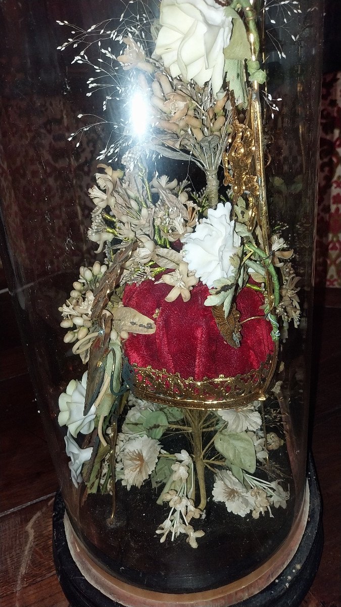 Bouquet De Mariée Sous Globe, époque 19ème.-photo-3