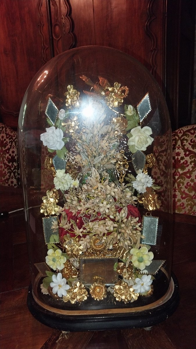 Bouquet De Mariée Sous Globe, époque 19ème.