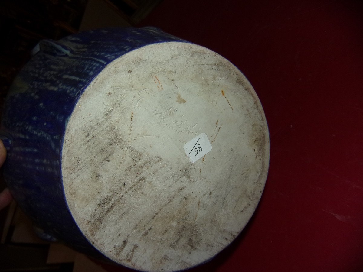 Large Vase, Stoneware, Signed Méténier, Early 20th Century.-photo-2