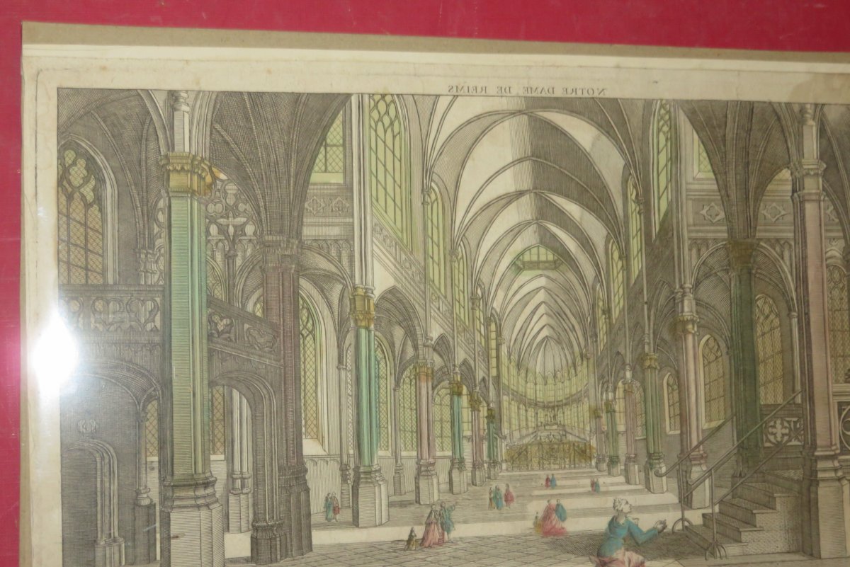 Notre Dame de Reims, Vue d'Optique époque 18ème.-photo-4