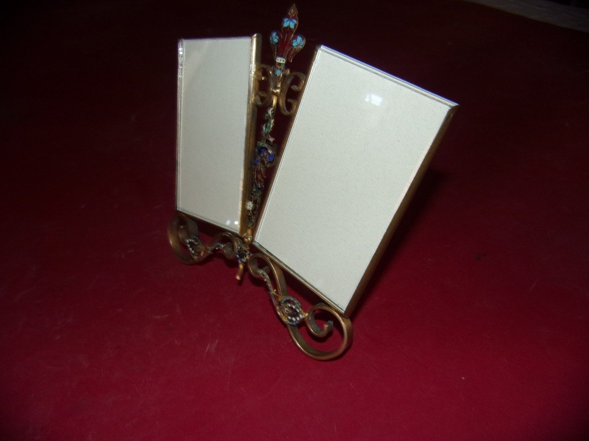 Late 19th Century Photo Holder, In Golden Metal.-photo-2