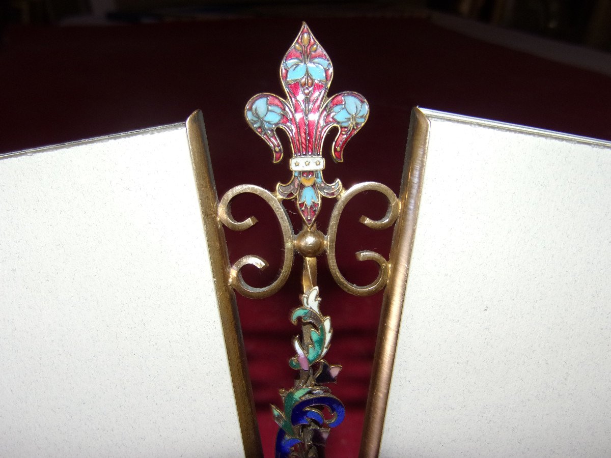 Late 19th Century Photo Holder, In Golden Metal.-photo-4