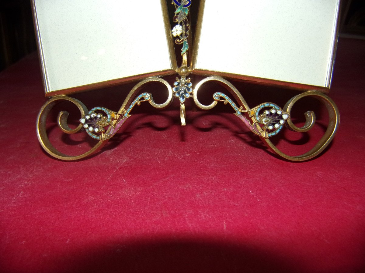 Late 19th Century Photo Holder, In Golden Metal.-photo-2