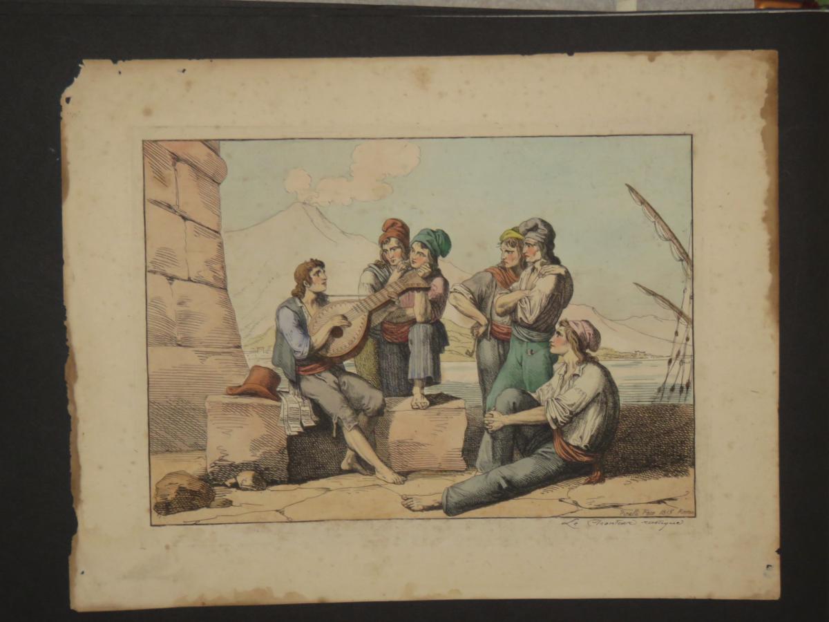 Of Scenes Musicians, Rome, Etching Dated 1815.