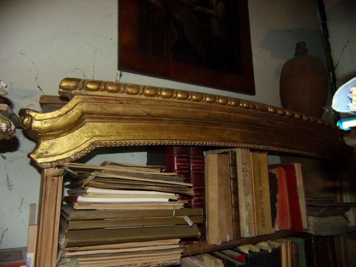 Small Valance, In Golden Wood, 19th Century.-photo-2
