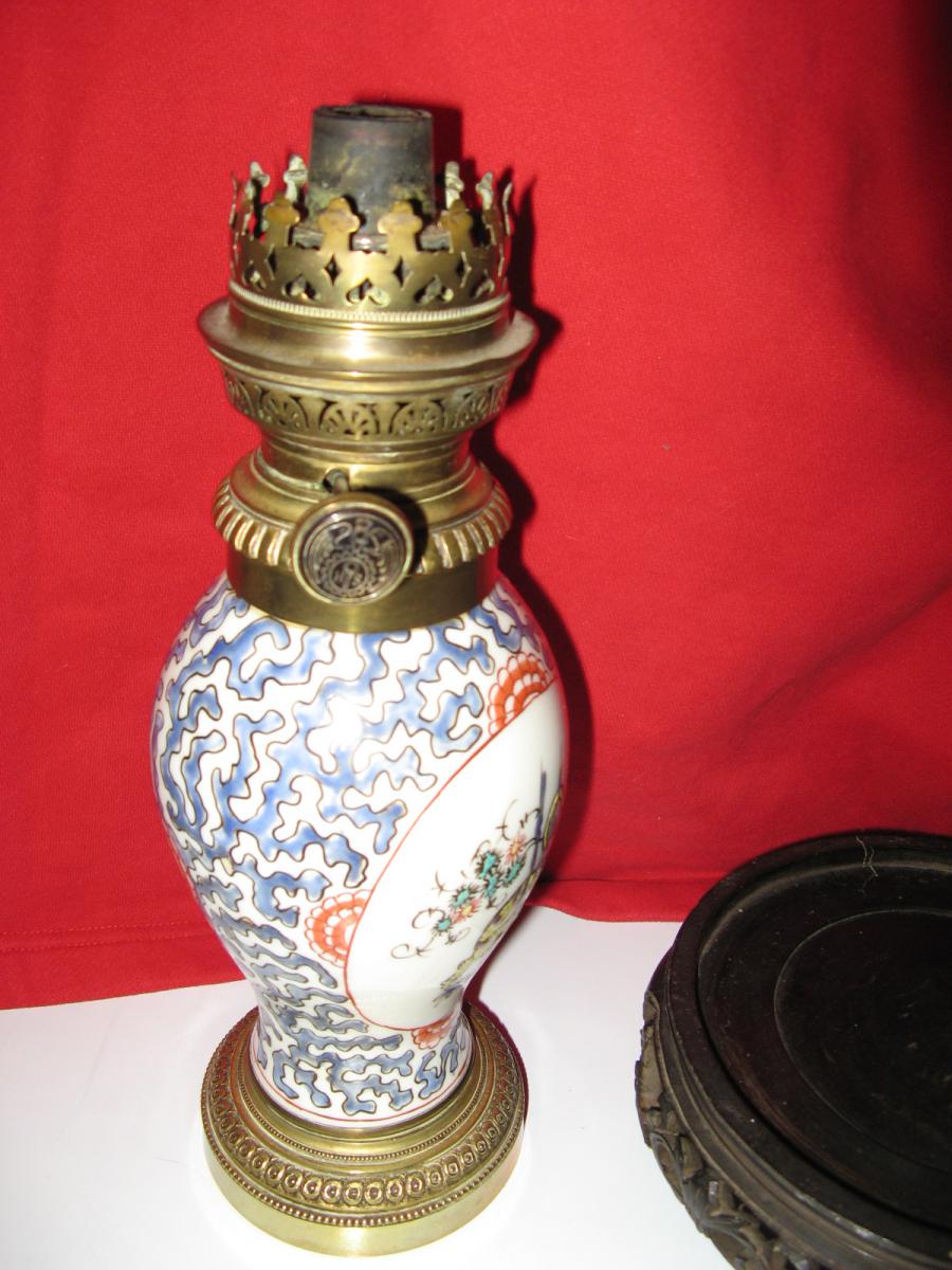 With Chinese Oil Lamp Wick, Late 19th.-photo-3