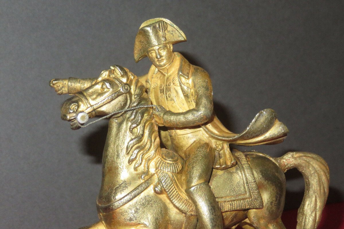 Napoléon 1er à Cheval, Bronze Doré époque 19ème.-photo-4