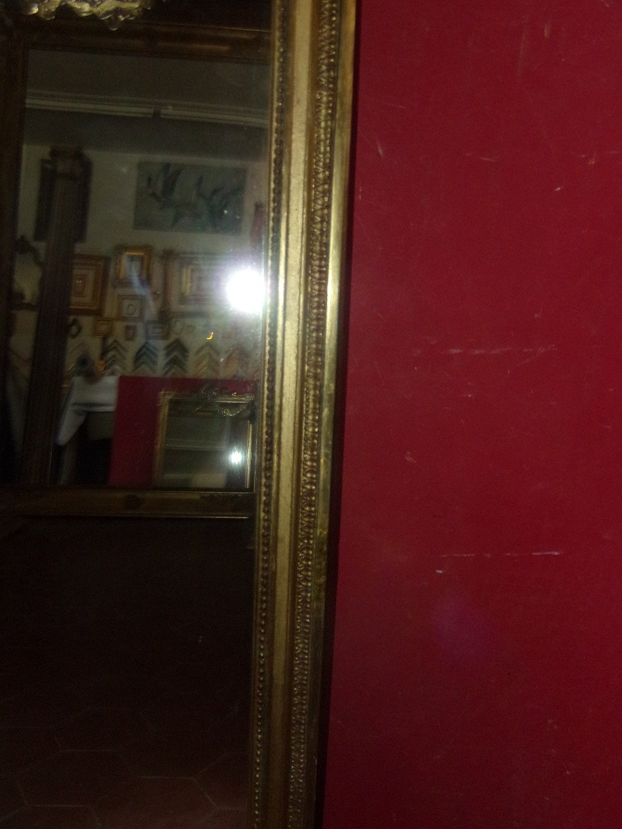 Miroir époque 19 ème, En Bois Doré.-photo-2