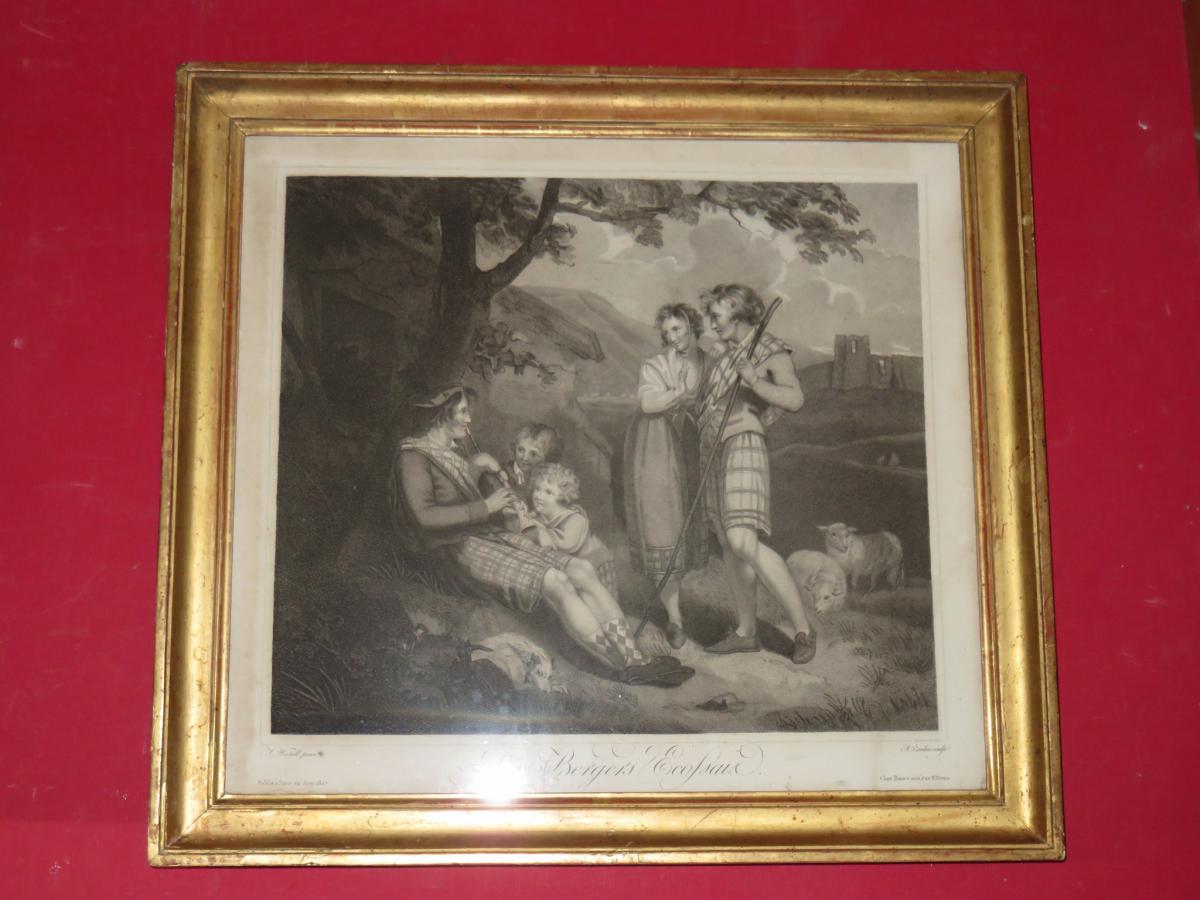 "the Scots Shepherds" Engraving Dated 1807.-photo-2