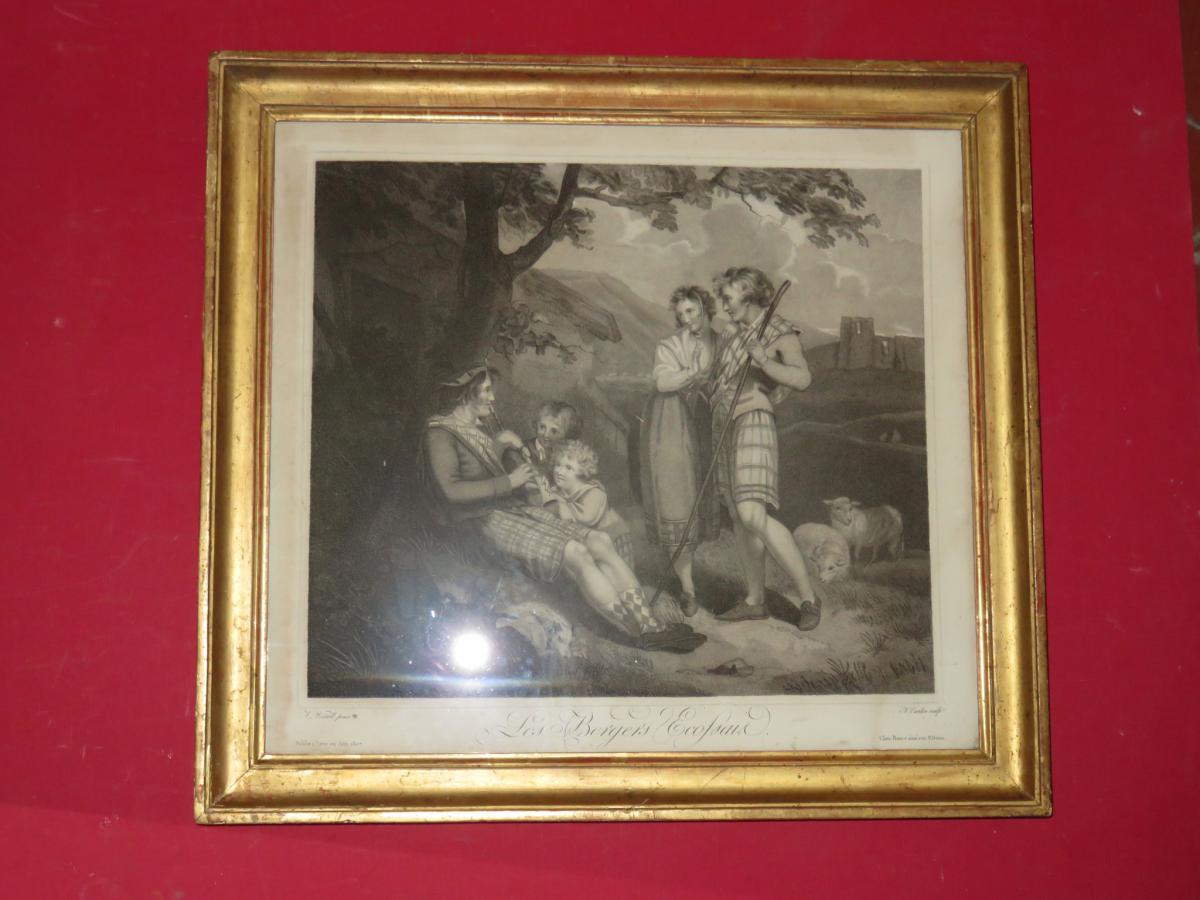 "the Scots Shepherds" Engraving Dated 1807.-photo-3