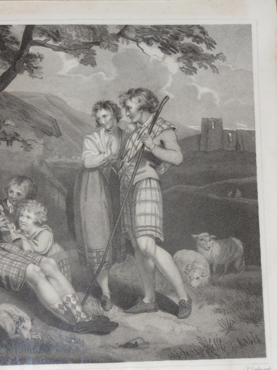 "the Scots Shepherds" Engraving Dated 1807.-photo-1