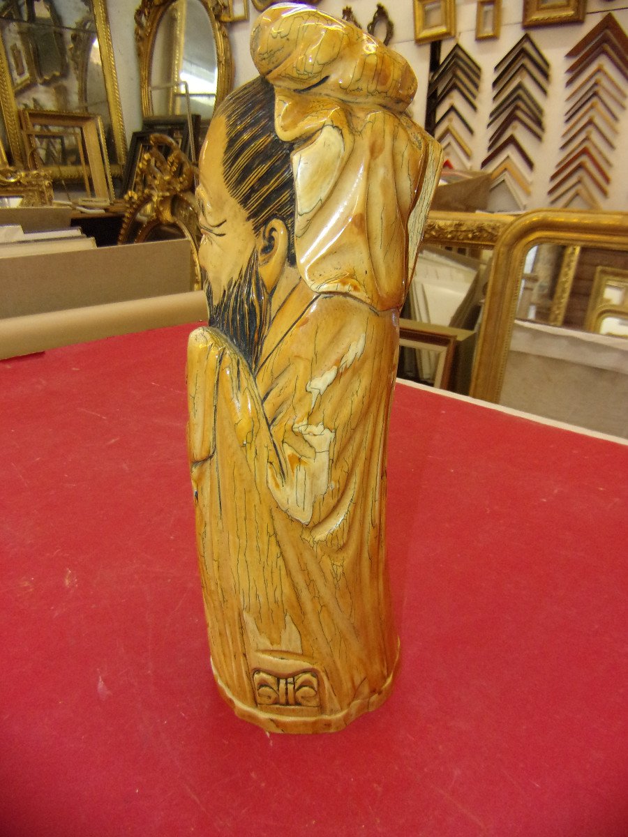 Ivory Sculpture, Chinese Sage From The 1930s.-photo-1