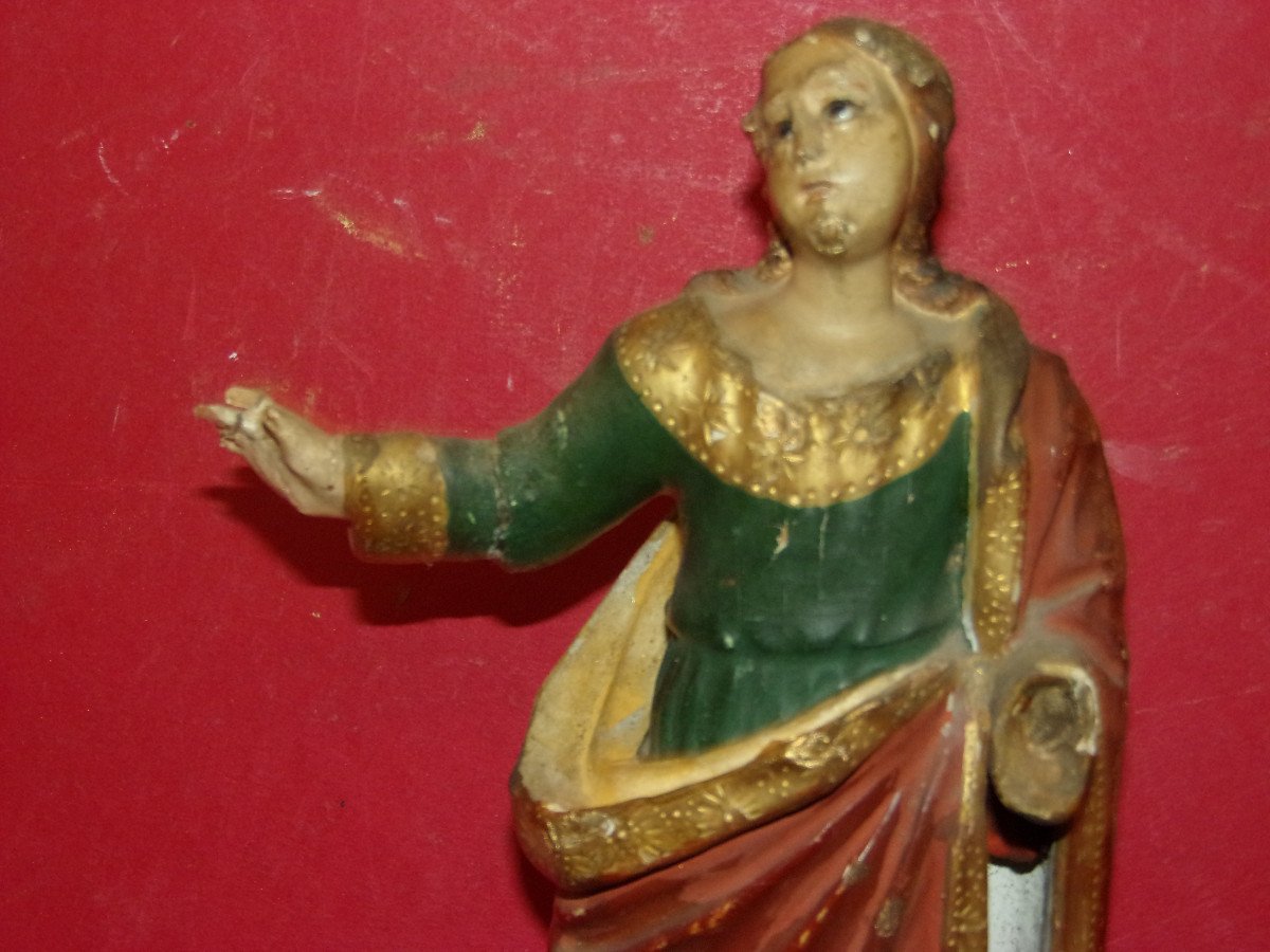 Statue Of Saint In Carved Wood, 18th Century.-photo-4