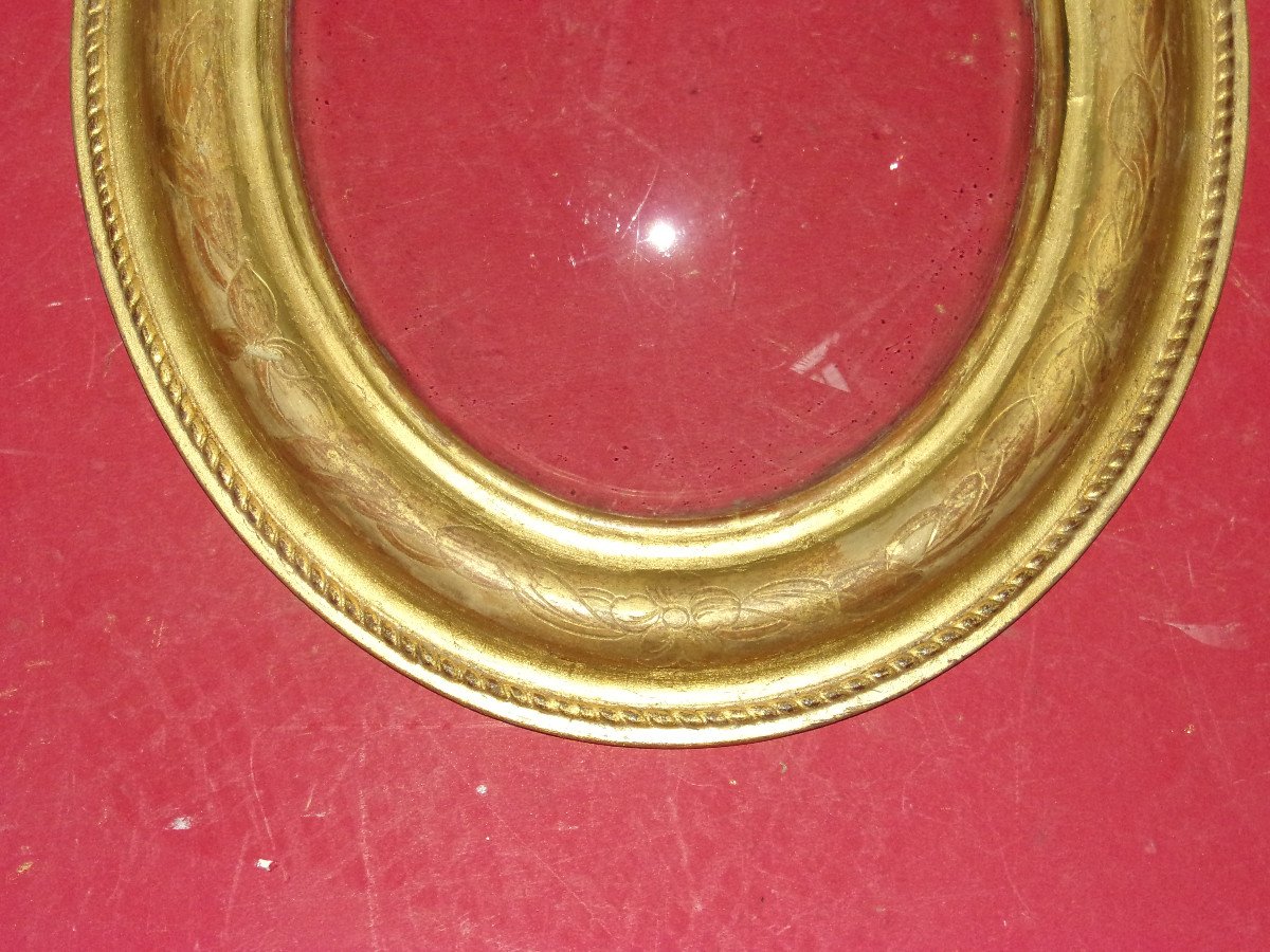 Cadre époque 19ème, En Bois Doré; Avec Verre Bombé.-photo-4