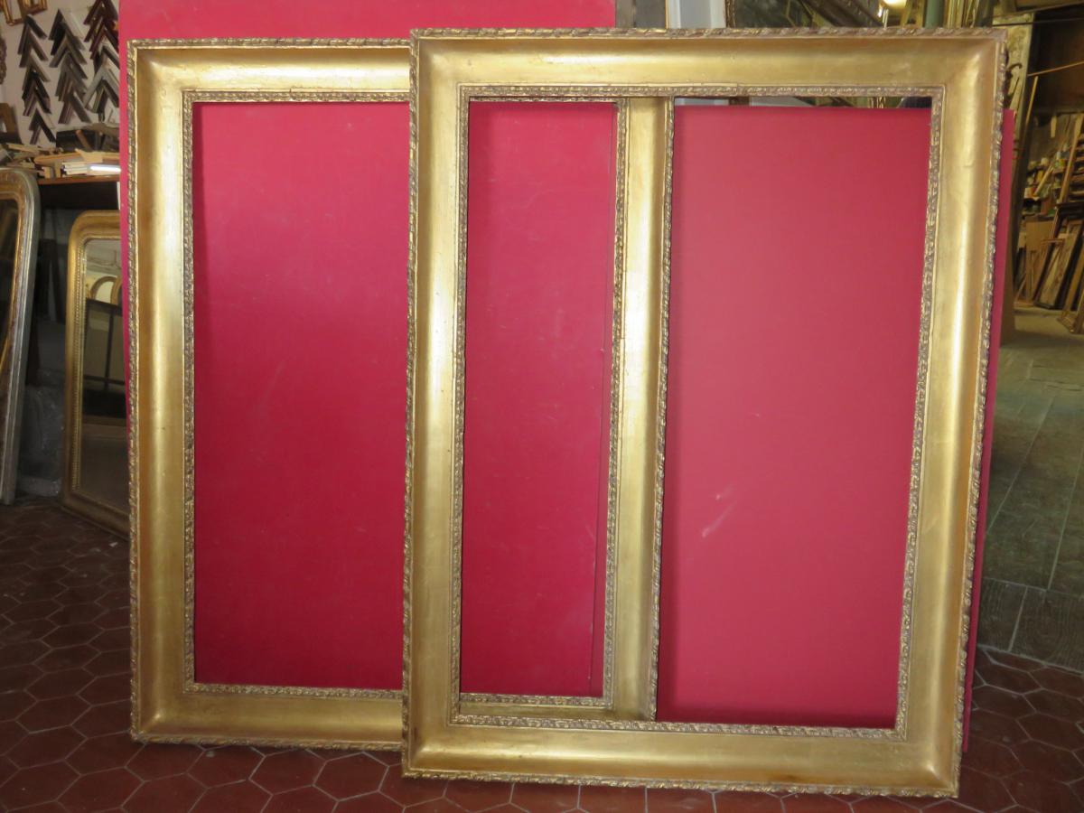 Paire De Cadres époque 19 ème, En Bois Doré.