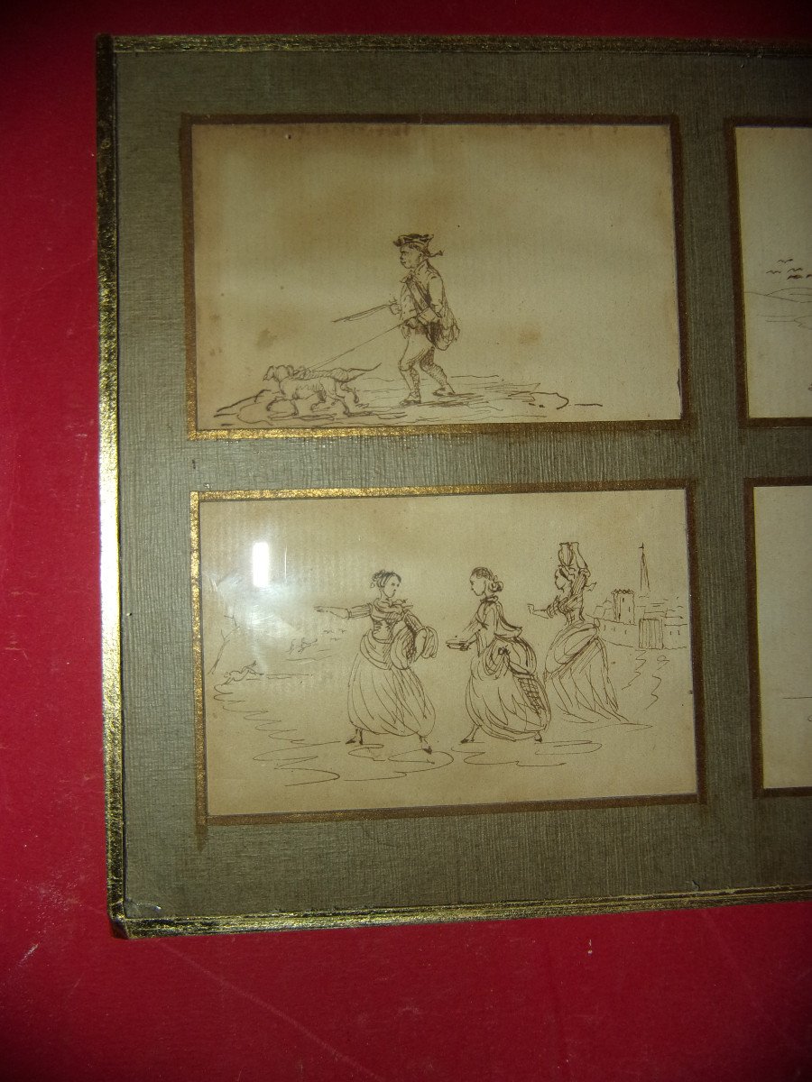 Misadventure And Comfort Of The Hunter, Drawings 18th Century.-photo-2