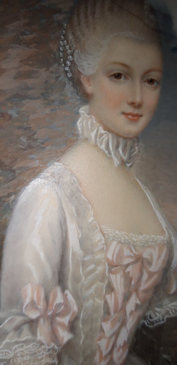 Jeune Femme Aux Roses, Grande Miniature époque 19ème.-photo-3