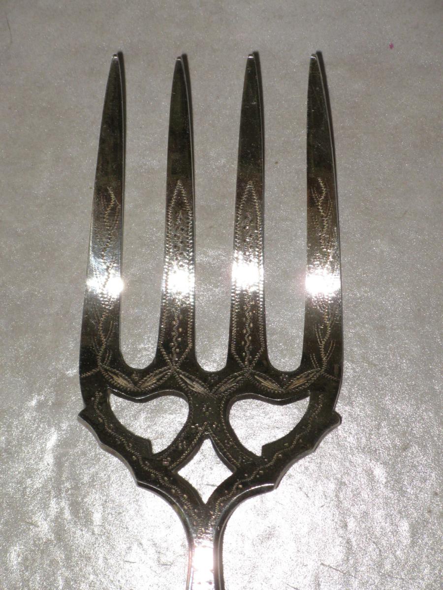 Fish Knife With Fork In Silver, 19th.-photo-4