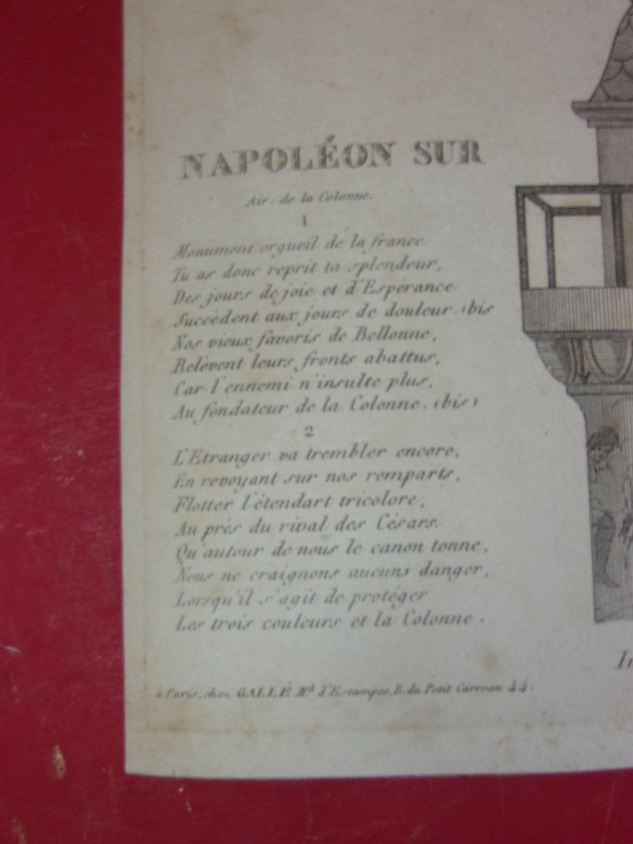 Napoleon On His Column, 19th Century Engraving.-photo-4