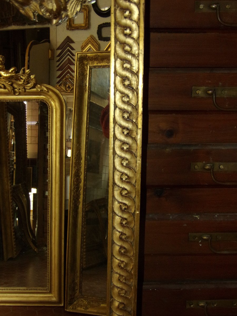 Miroir d'Entre-deux, époque 19ème, En Bois Sculpté Et Doré.-photo-2