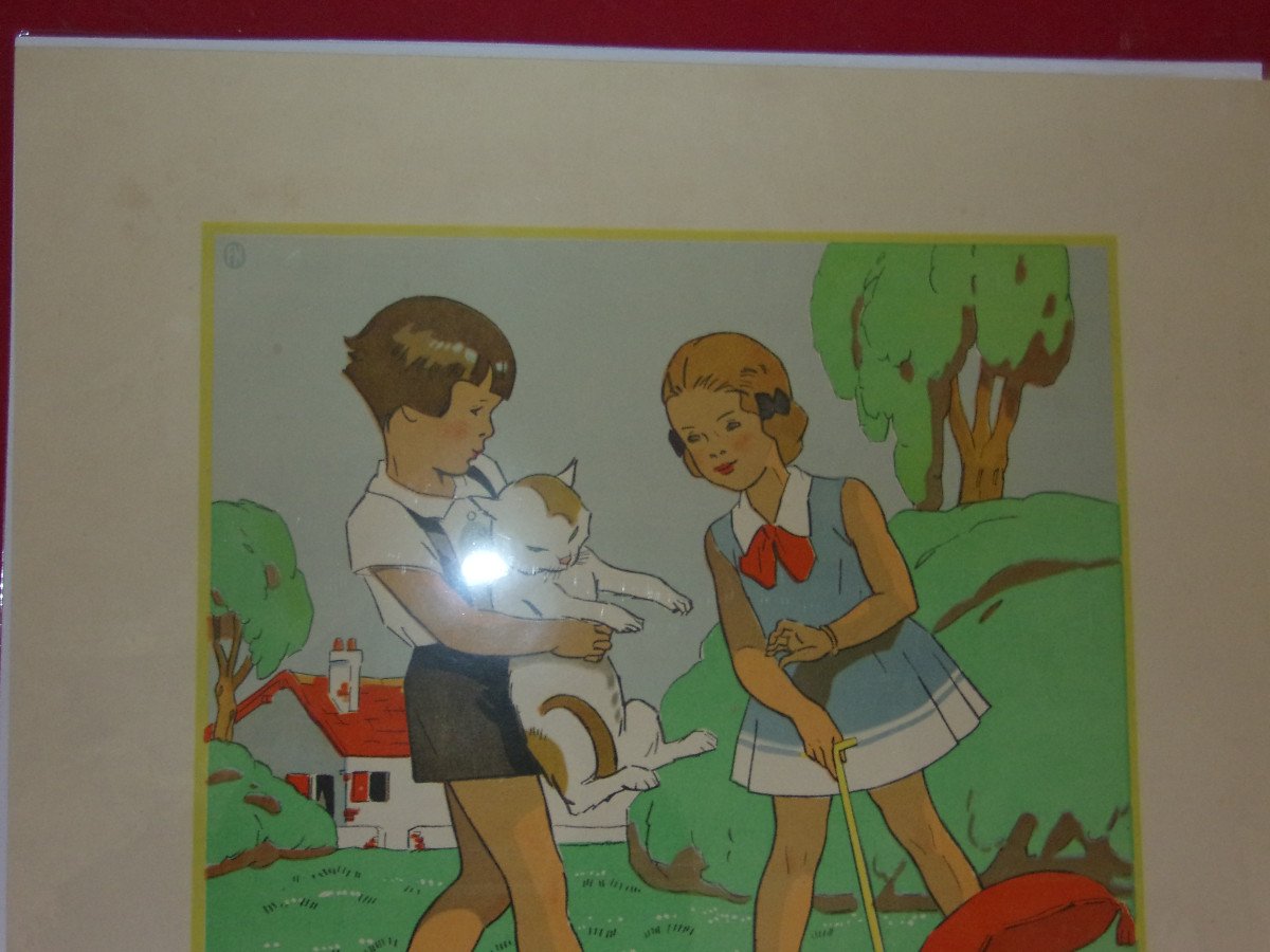 "children's Games", Pair Of Engravings From The 1930s.-photo-2