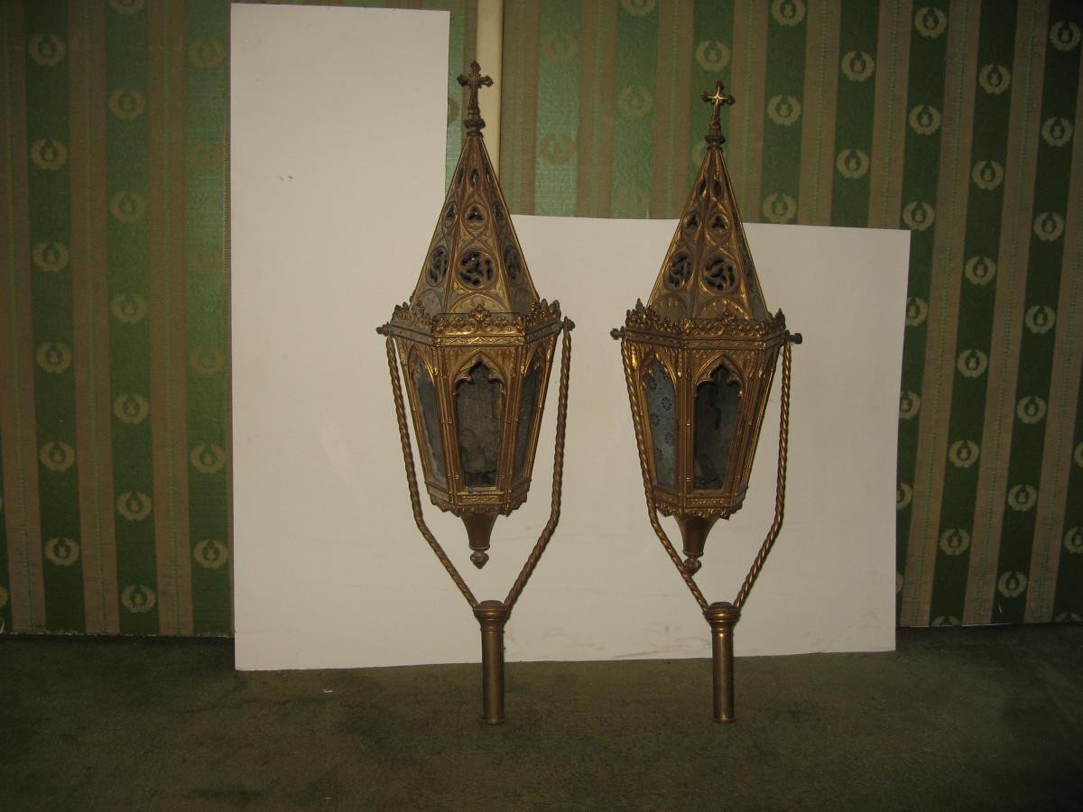 Paire De Lanternes De Procession, époque Fin 18ème.