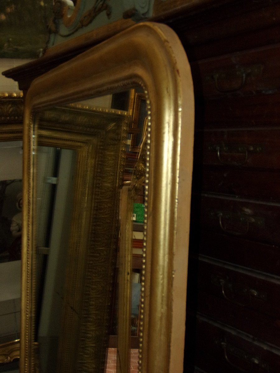 Large Louis Philippe Mirror, 19th Century, In Golden Wood.-photo-5